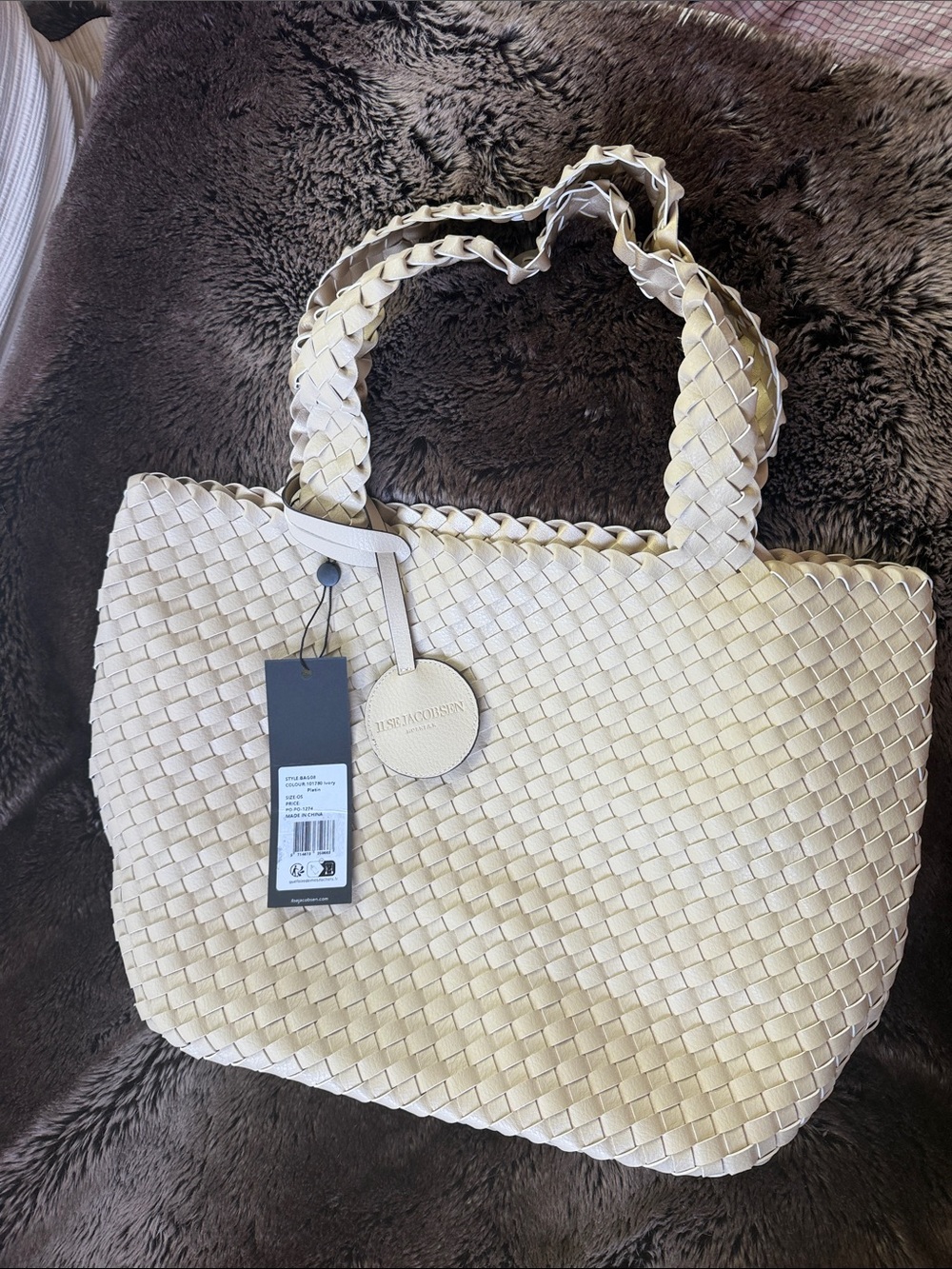 Ilse Jacobsen Cream Woven Shoulder Tote